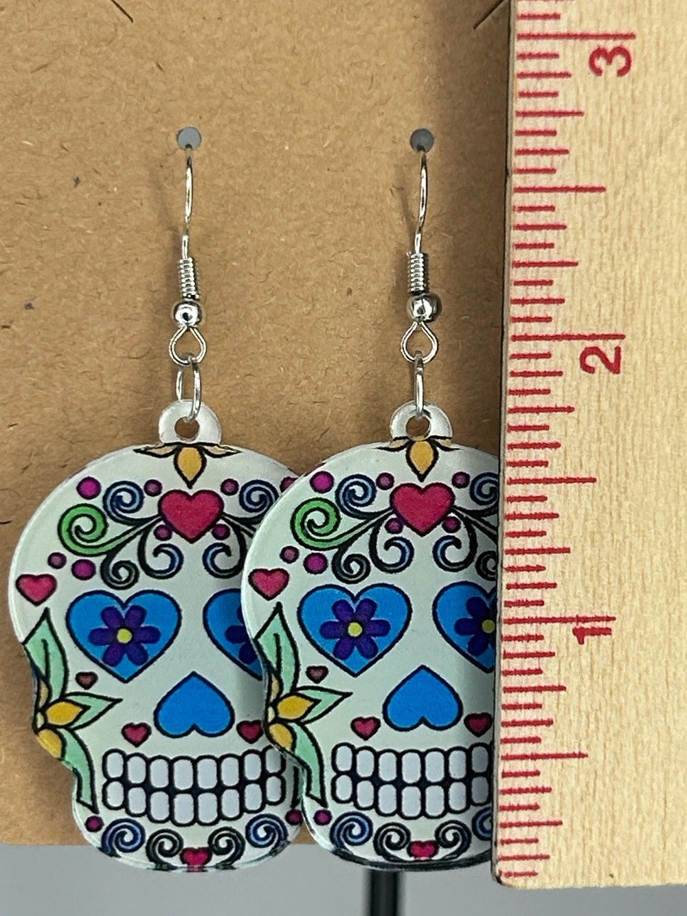Sugar Skull Drop Earrings Multicolor Fashion Jewelry - Picture 2 of 3